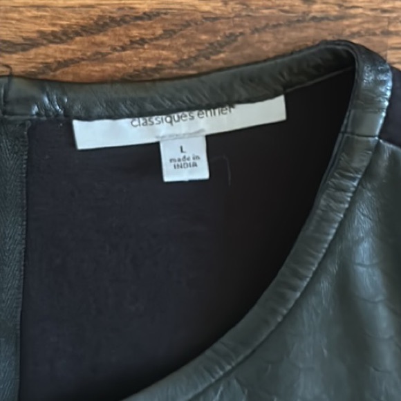 Classiques Entier Nordstrom Black Ponte Knit Top with Leather Panels Size L - Picture 14 of 16